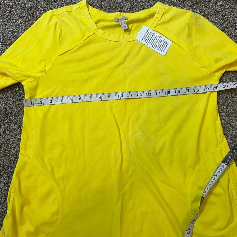 LOGO by Lori Goldstein Yellow 3/4 Sleeve‎ Tunic Top high low pockets size medium - Picture 9 of 11